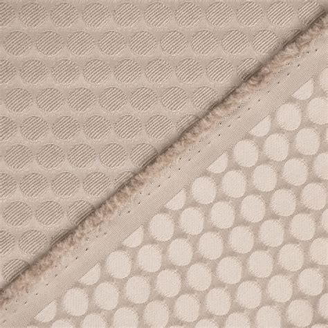 Dekostoff Double Face Jacquard Punkte Beige M Breite