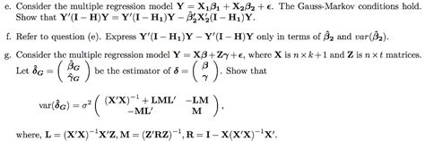 SOLVED Consider The Multiple Regression Model Y X1B1 Xzz The