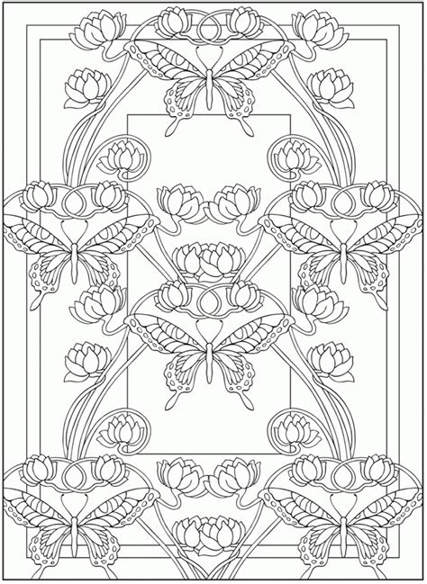 Art Nouveau Butterfly Coloring Page Coloring Home