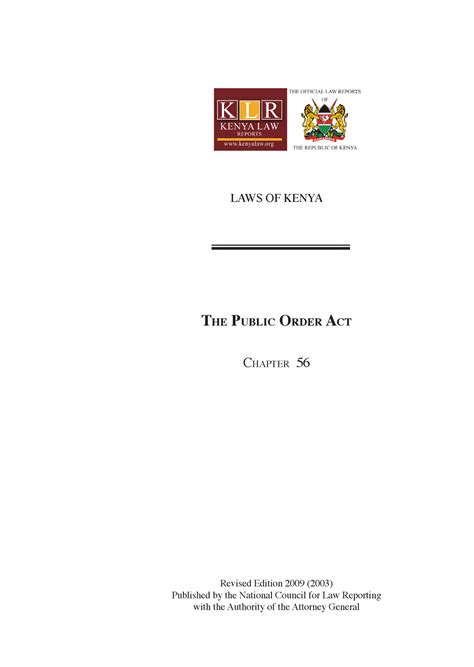 Public Order Act Kenya 2003 - LAWS OF KENYA The Public Order AcT
