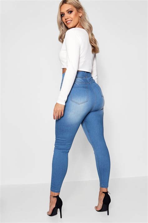 Boohoo Plus Basic Jegging In Blue Lyst