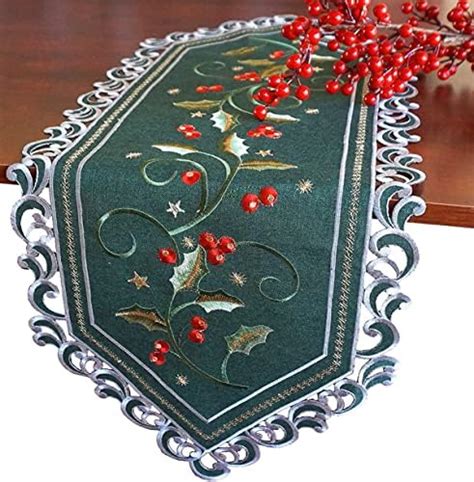 Amazon GRANDDECO Holiday Christmas Table Runner Cutwork