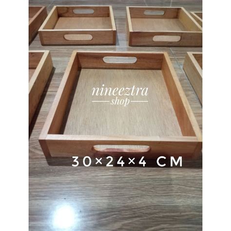 Jual Nampan Kayu Handle Cm Mahoni Wooden Tray Kotak Serbaguna