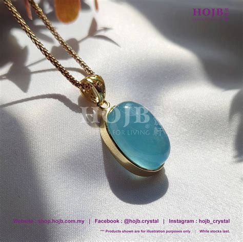 Hojb Natural Aquamarine A Oval Shape S Gold Plated Pendant X Mm