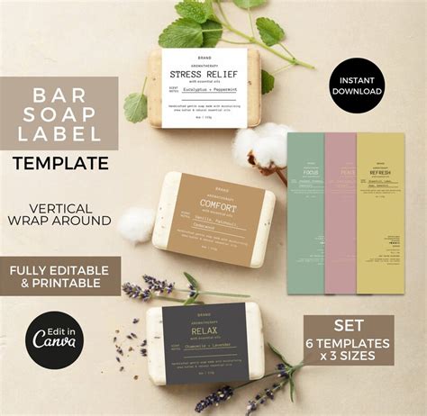 Editable Soap Label Template Canva Bar Soap Labels Printable Etsy