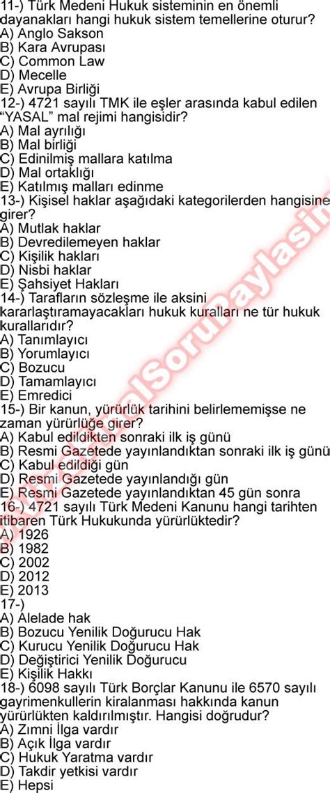 Medeni Hukuk 2 Vize Soruları 2013 Sayfa 2 Vize ve Final Soruları