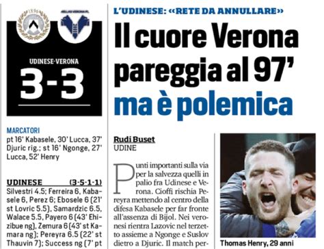 Tuttosport il cuore Verona pareggia al 97 ma è polemica