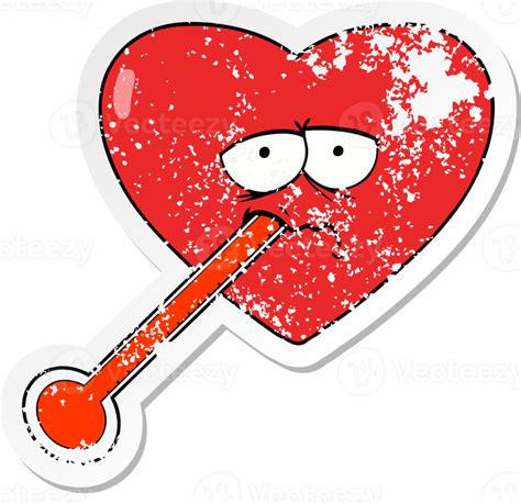 Distressed Sticker Of A Cartoon Love Sick Heart 44969748 Png