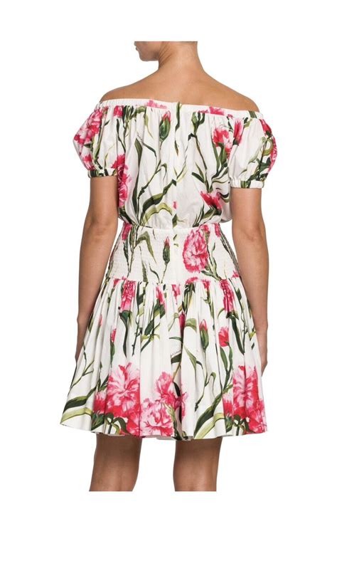 Dolce Gabbana Off Shoulder Floral Print Cotton Dress It Us Ebay