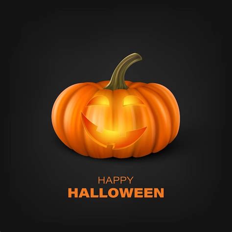 Premium Vector Vector Halloween Pumpkin On Black Background Cute