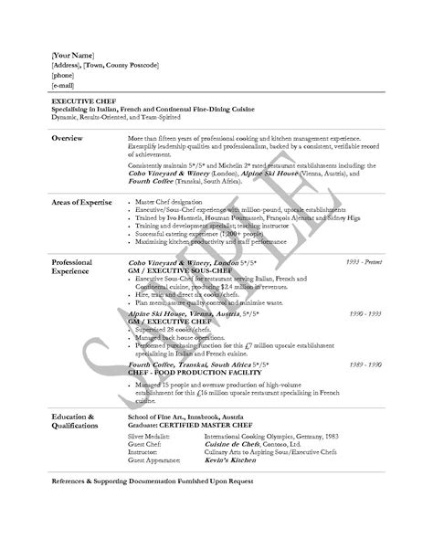 Demi Chef De Partie Resume Sample | williamson-ga.us