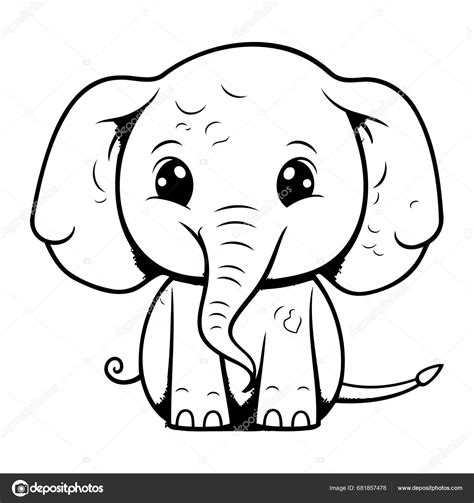 Lindo Elefante Dibujos Animados Vector Ilustración Libro Para Colorear