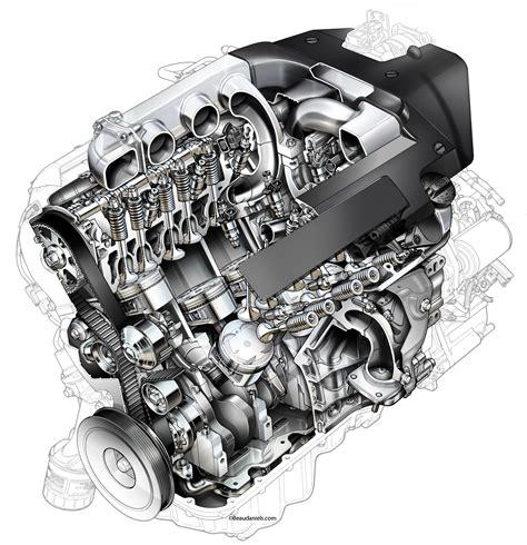 Technical Illustration Beau And Alan Daniels Cutaway Automotive Engines