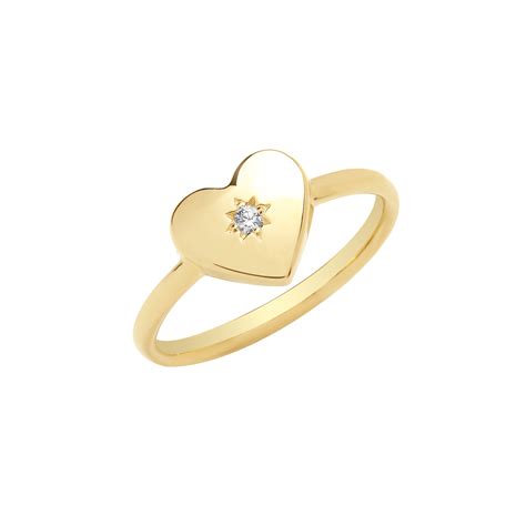 9 Carat Gold Heart CZ Ring Northumberland Goldsmiths