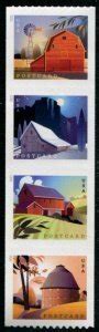 U S A Barns C Postcard Rate Vertical Coil Strip Of Mnh