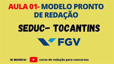 Seduc Tocantins Modelo Pronto De Reda O Fgv Seductocantins Youtube