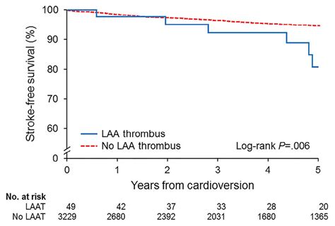 Kaplan Meier Analysis Showing Freedom From Ischemic Stroke In Patients