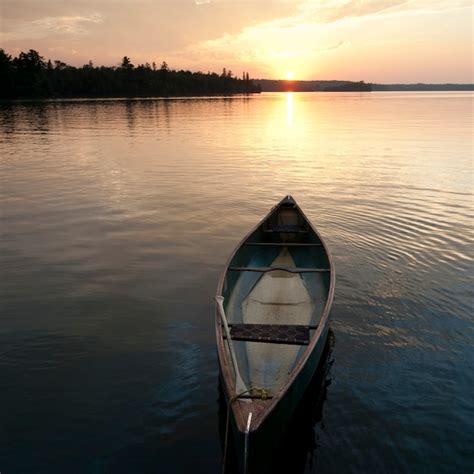 Premium Photo | Canoe floating on the water at lake of the woods, ontario