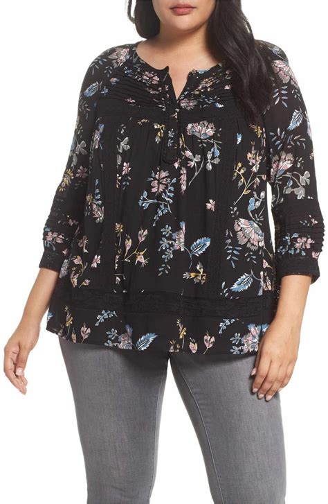 Dr2 By Daniel Rainn Daniel Rainn Lace Trim Floral Top Nordstrom Floral Tops Tops Lace Trim