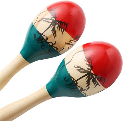 Maracas Agitadores De Rumba De Madera Colorida Grande Sonajero