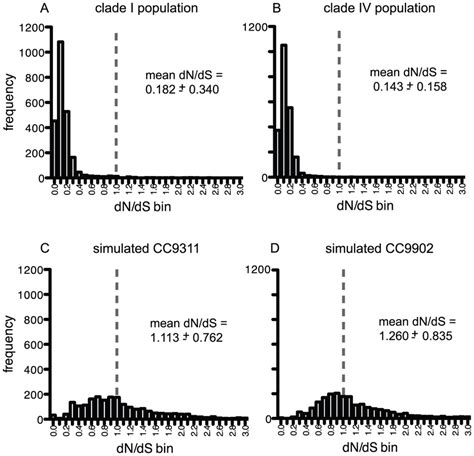 Histograms Of DN DS Ratios DN DS Ratios Were Calculated From Gene