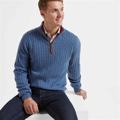 Schoffel Cotton Cashmere Cable 14 Zip Jumper Stone Emmett And Stone