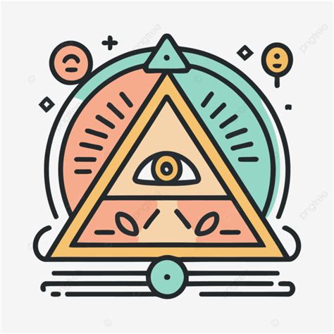 Vector Line Art Of All Seeing Eye And Pyramids A Lineal Icon Depicting