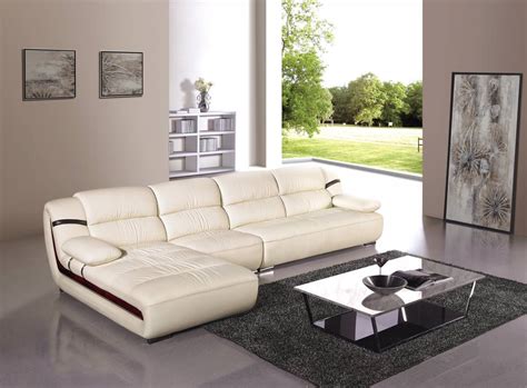 Cream Leather Chaise Sofa | Baci Living Room