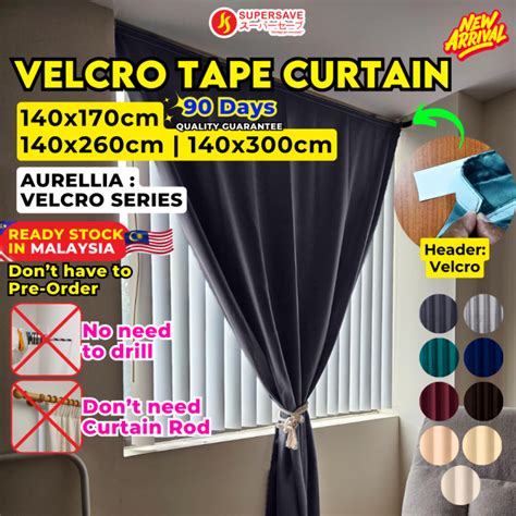 SUPERSAVE Velcro Tape Curtain Blackout Curtain Window Langsir Sliding