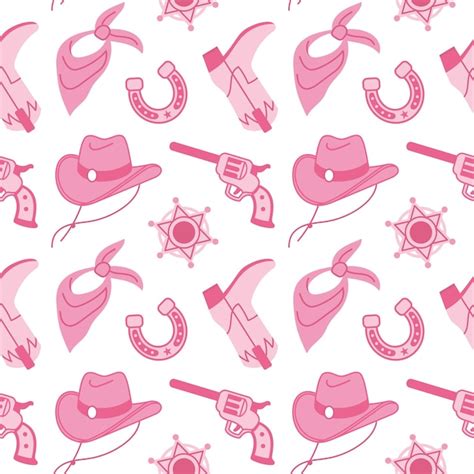 Premium Vector Sheriff Pink Core Fashion Elements Seamless Pattern