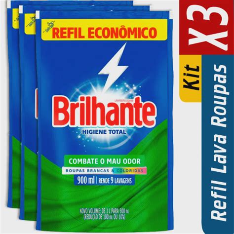 7891150066526 kit 3 refil lava roupas líquido brilhante higiene