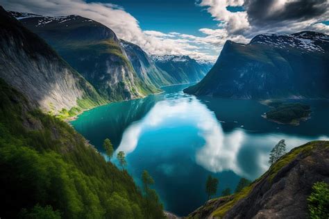 Los Paisajes De Fiordos En Noruega Son Hermosos Foto Premium