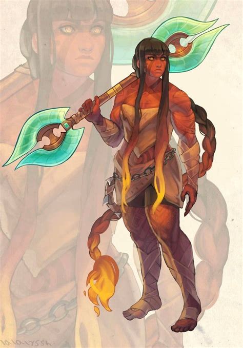 [oc][art] Epa Fire Genasi Barbarian Dnd Character Design Inspiration Character Art