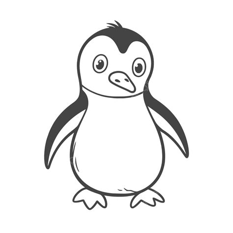 Cute Penguin Coloring Page Outline Sketch Drawing Vector Easy Penguin