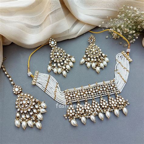 Kundan Bridal Jewellery for Bride - White | FashionCrab.com