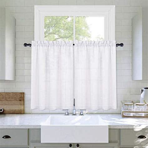 Haperlare White Kitchen Window Curtains Natural Design Farmhouse Linen