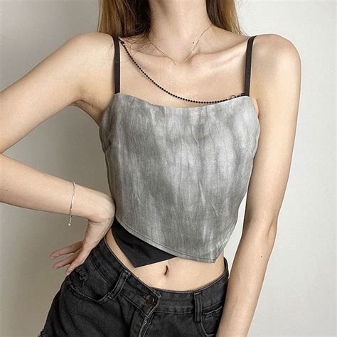 Lucyever Streetwear Tie Dye Cami Top Women Sexy Backless Spaghetti