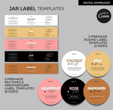 Editable Cosmetic Jar Label Template Canva Printable Product Etsy Artofit