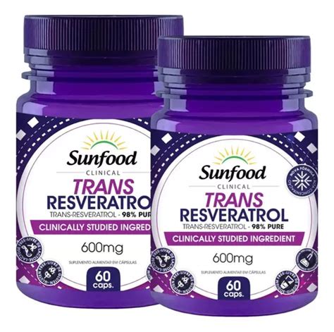 X Trans Resveratrol Mg Puro Sunfood C Psulas Parcelamento