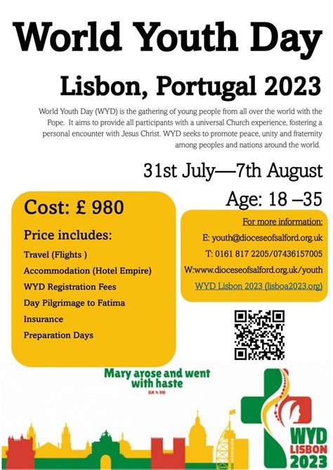 Register Now For World Youth Day 2023 In Lisbon Roman Catholic Diocese Of Salford