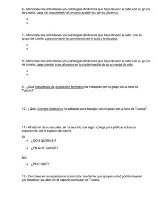 Cuestionario Tutoria Pdf