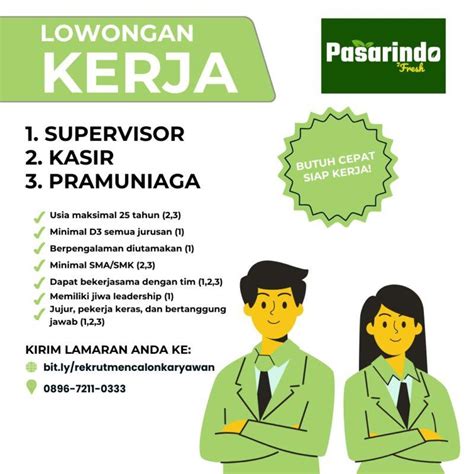 Lowongan Kerja Supervisor Kasir Pramuniaga Di Pasarindo Fresh