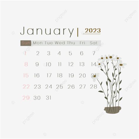 Simple And Elegant Calendar For January 2023, Simple, Elegant Calendar, January 2023 PNG ...