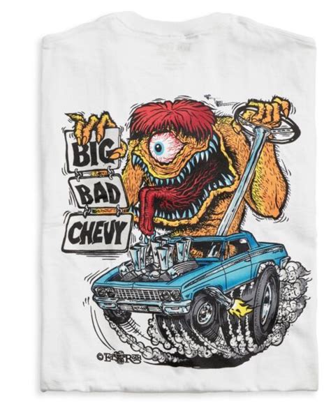 Men S Ed Big Daddy Roth Rat Fink Bad Chevy Monster White Cotton T Shirt