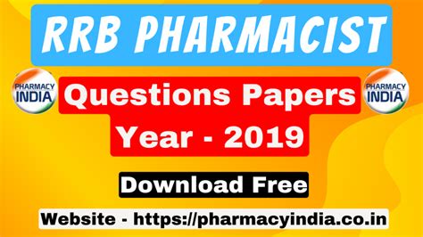 Rrb Pharmacist Previous Year Question Papers Pharmacy India