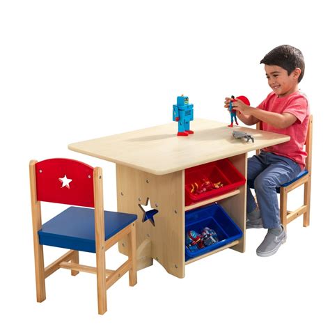 KidKraft KidKraft Wooden Star Table & Chair Set with 4 Storage Bins ...