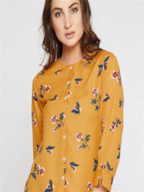 Buy Rare Women Mustard Yellow Floral Printed Top Tops For Women