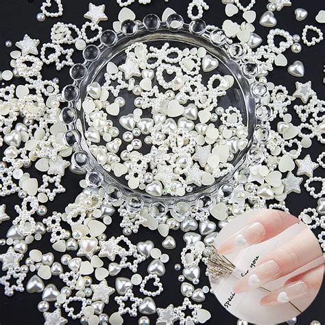 Amazon Pcs D Multi Shapes Nail Charms And Flatback Pearls