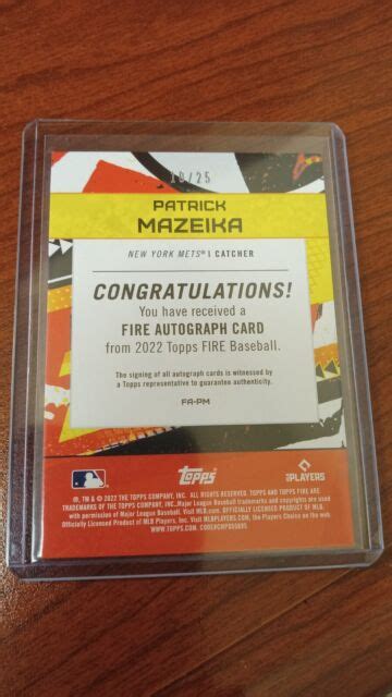 Topps Fire Fire Autographs Magenta Fa Pm Patrick Mazeika