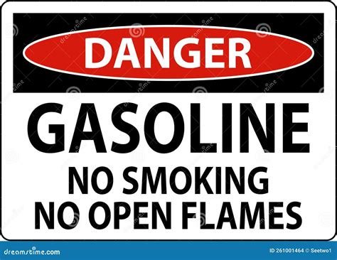 Danger Sign Gasoline No Smoking No Open Flames Stock Vector